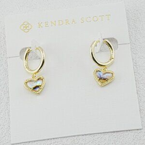Kendra Scott Heart-shaped abalone shell gold earrings